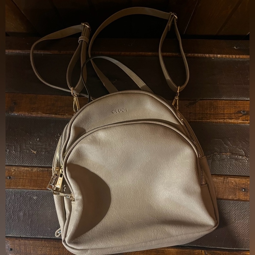 Cluci Taupe Mini Backpack Purse